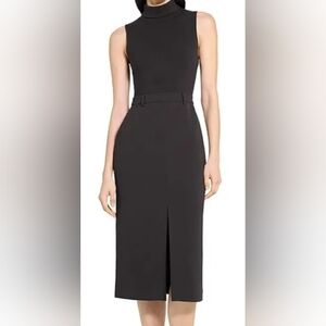 RW&CO. Black Sleeveless Mock-Neck Midi Sheath Dress -NWT